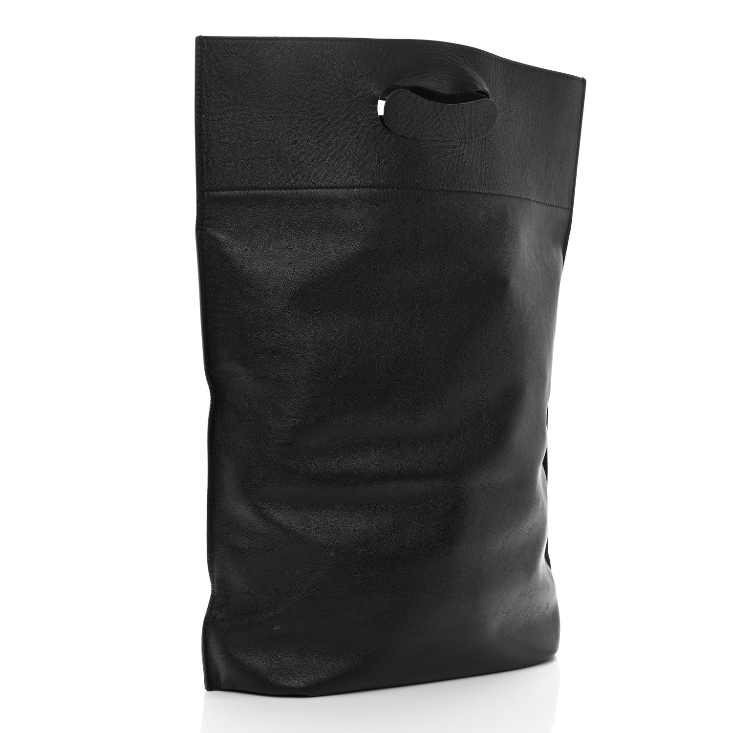 Balenciaga Calfskin Printed Kitten Plastic Bag Shopper S Black 4 of 10