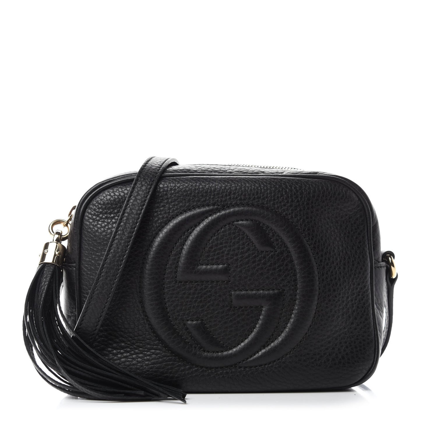 Pebbled Calfskin Small Soho Disco Bag Black
