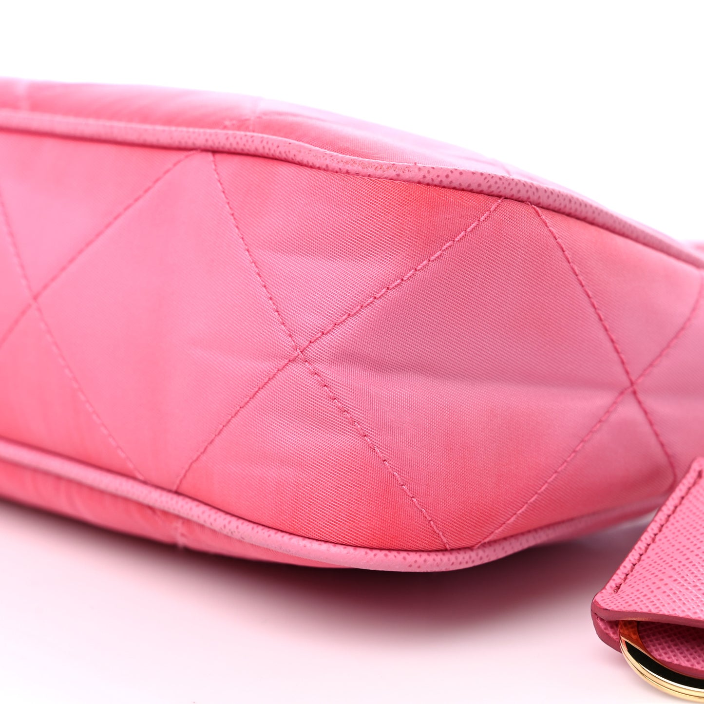 Re-Nylon Saffiano Stitched Mini Re-Edition 1995 Chaine Shoulder Bag Begonia
