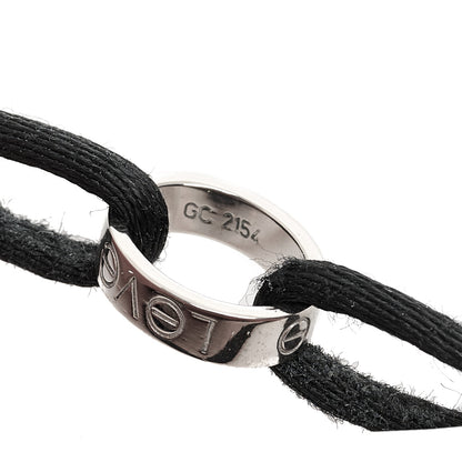 Cartier 18K White Gold Charity LOVE Adjustable Cord Bracelet Black 5 of 5