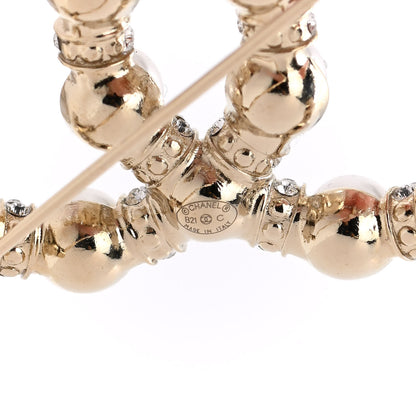 Chanel Pearl Crystal Nefertiti CC Brooch Gold 4 of 5