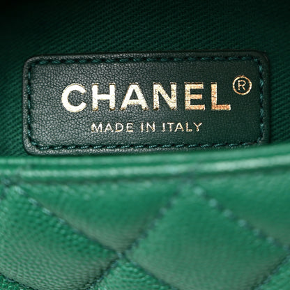 Chanel Caviar Quilted Small Coco Handle Flap Green 6 of 10