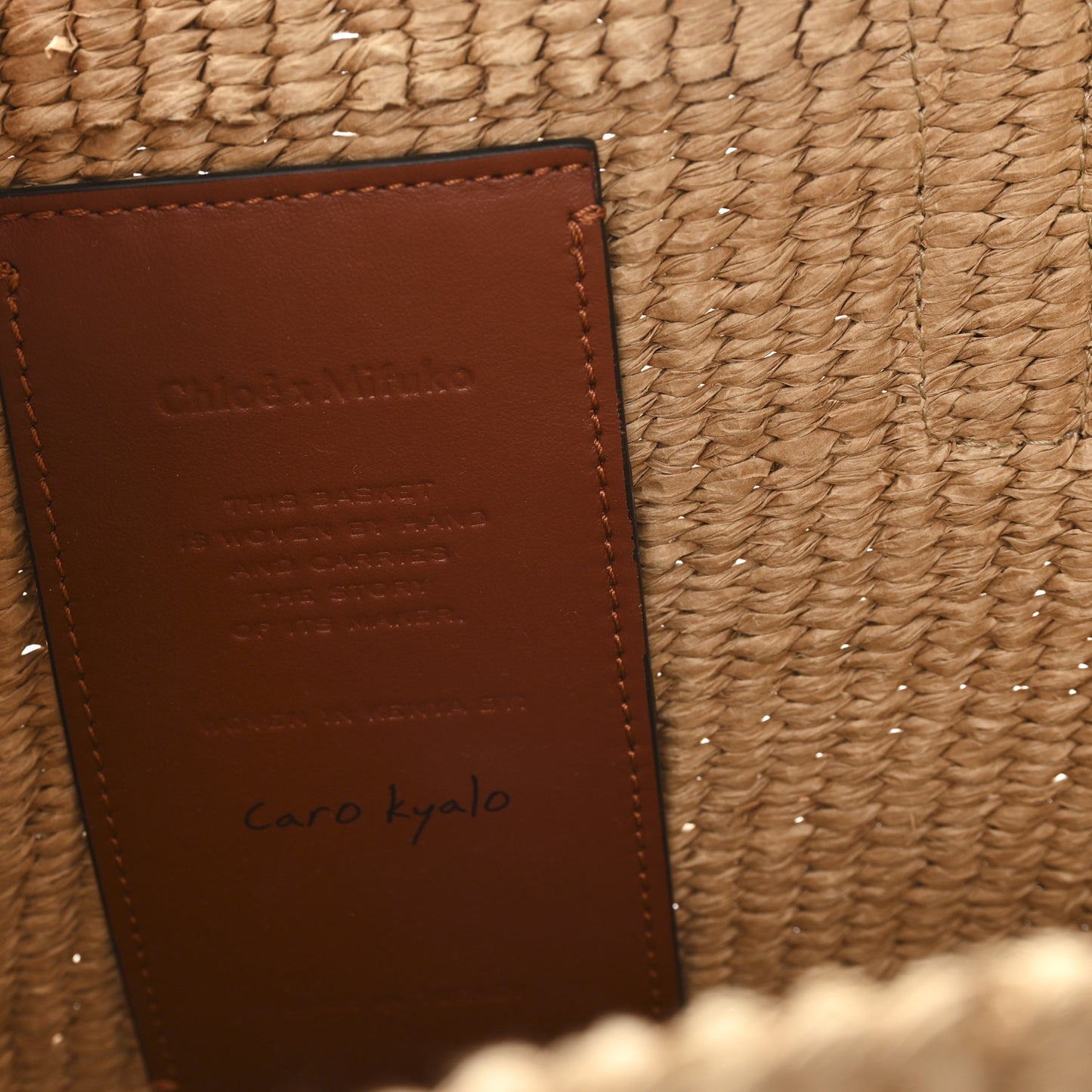 Raffia Calfskin Horse Medal Large Basket Tote Sepia Brown