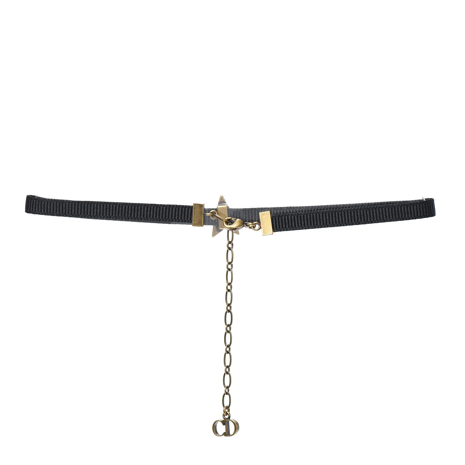 Christian Dior Grosgrain Ribbon Star Choker Necklace Black 3 of 4
