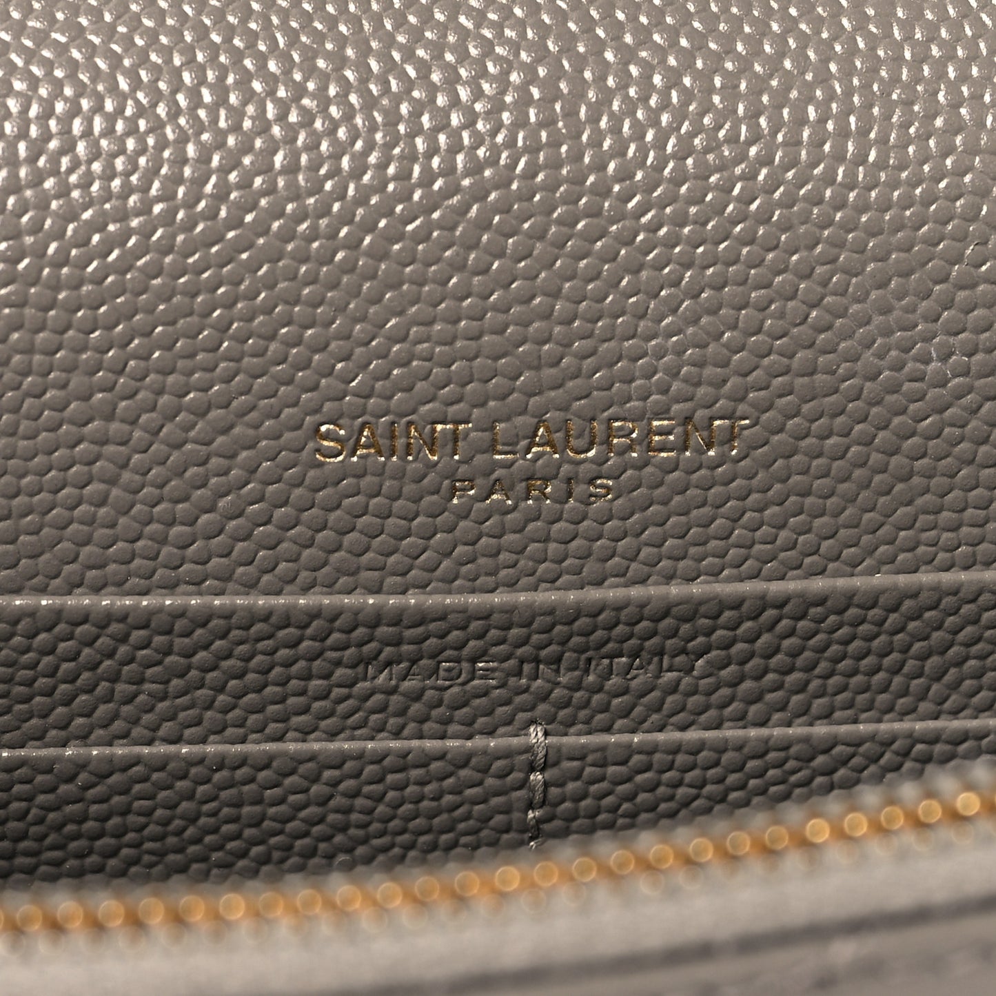 Grain De Poudre Matelasse Chevron Monogram Envelope Chain Wallet Fog