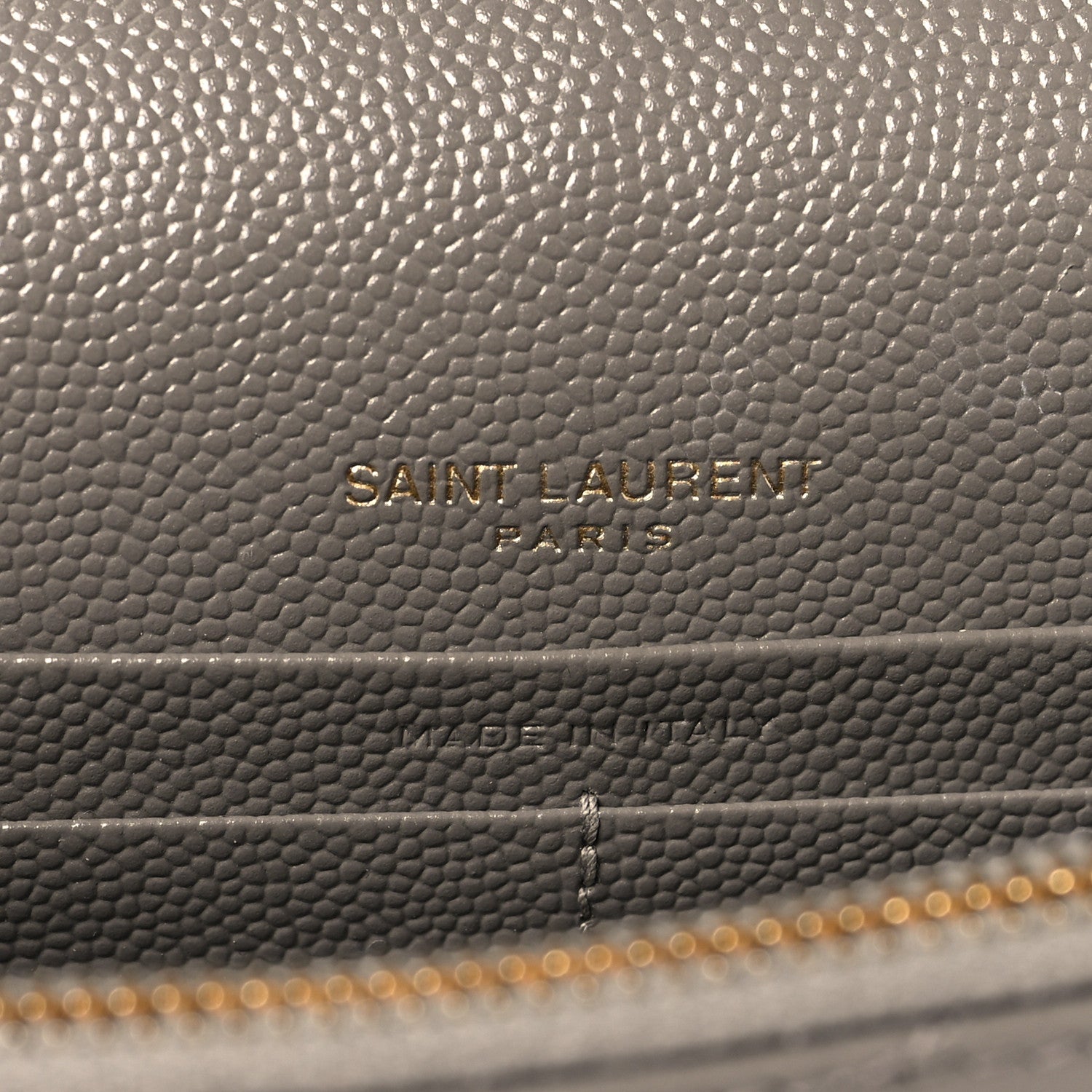 Saint Laurent Grain De Poudre Matelasse Chevron Monogram Envelope Chain Wallet Fog 6 of 11