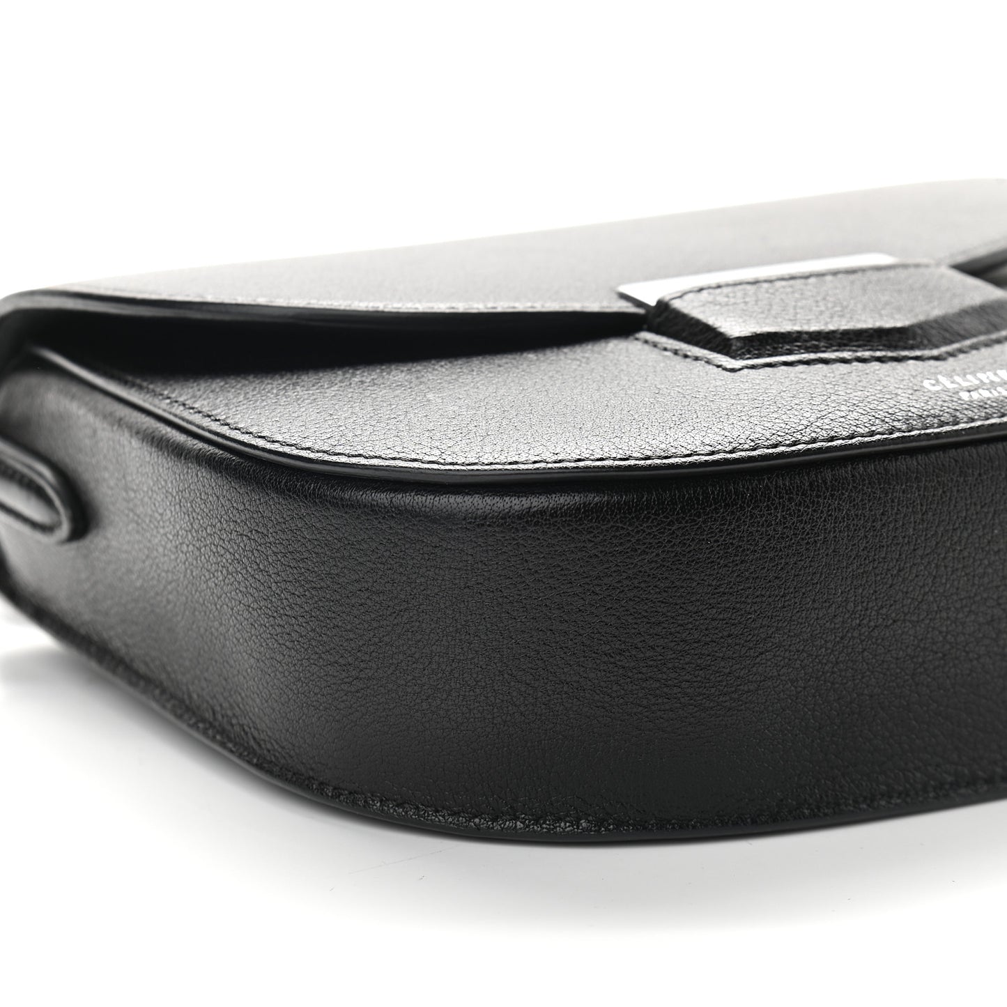 Shiny Textured Calfskin Small Trotteur Black