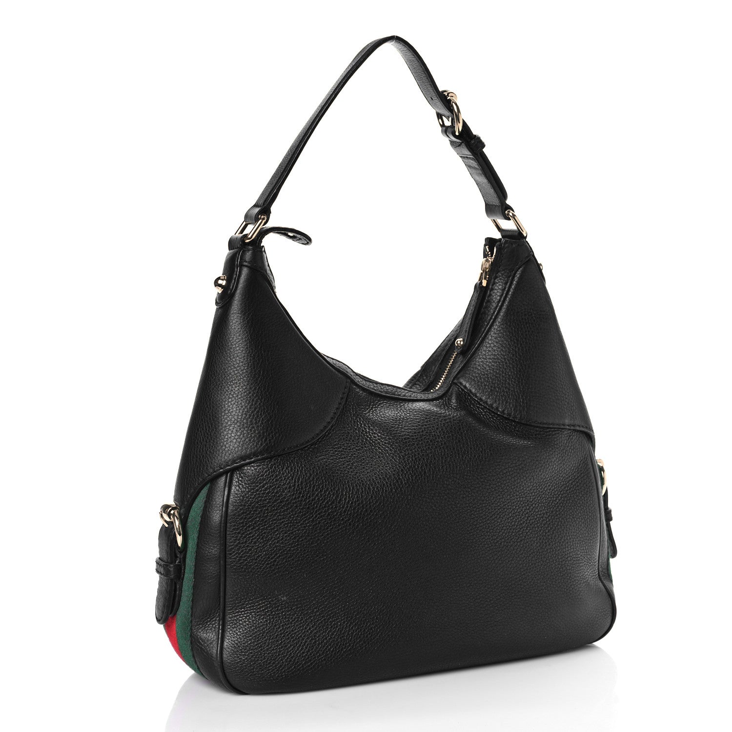 Gucci Calfskin Large Horsebit Web Hobo Black 3 of 9