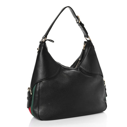 Gucci Calfskin Large Horsebit Web Hobo Black 3 of 9