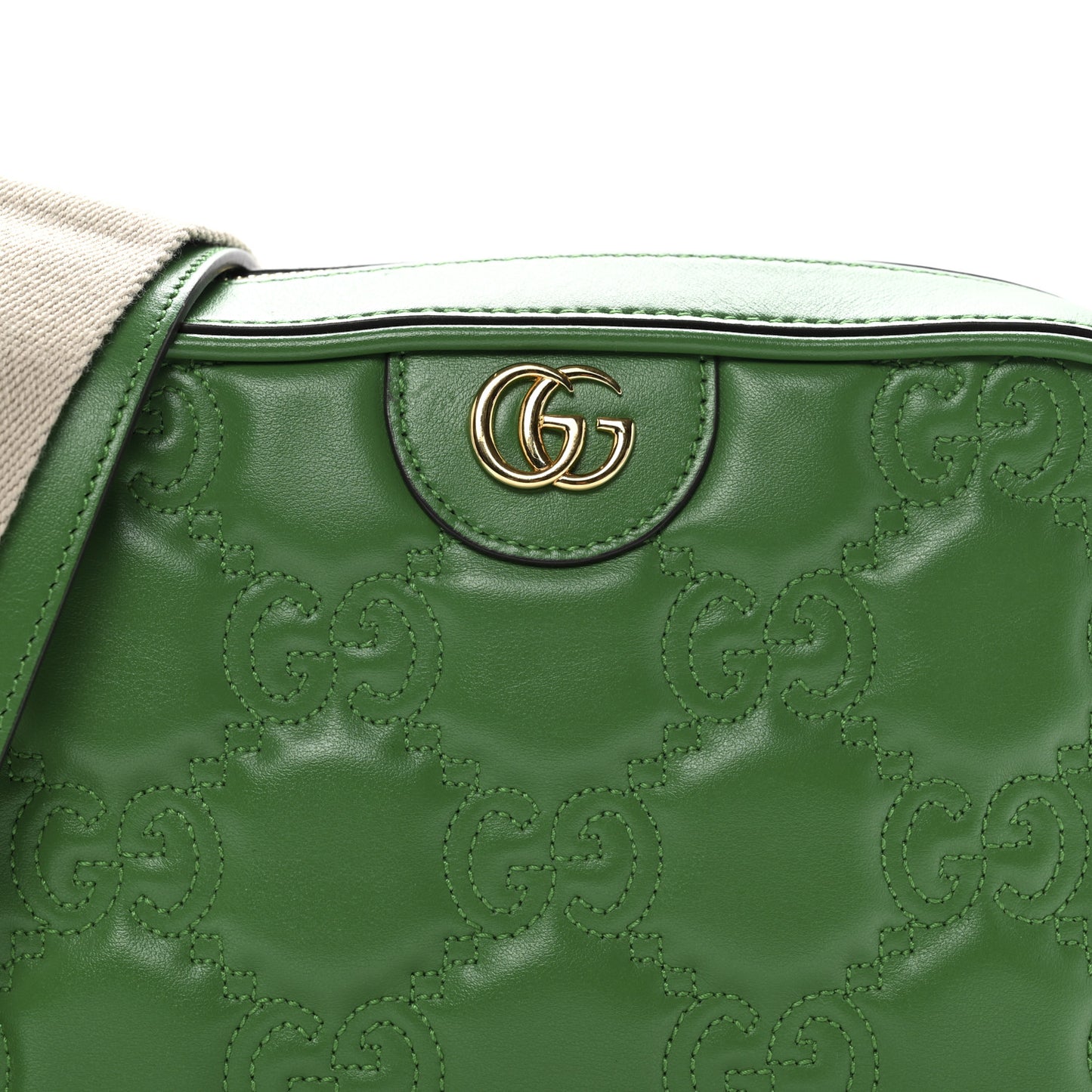 Calfskin GG Matelasse Shoulder Bag Spring Green Natural