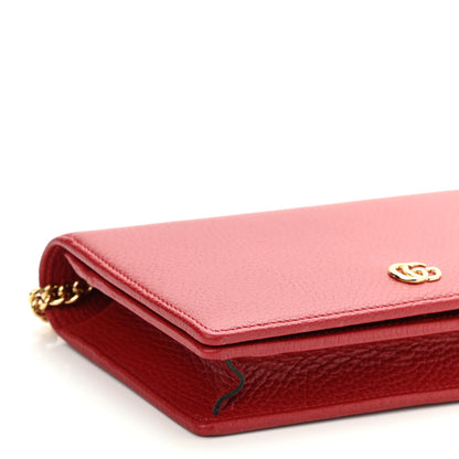 Gucci Dollar Calfskin Mini GG Marmont Chain Wallet Hibiscus Red 9 of 10