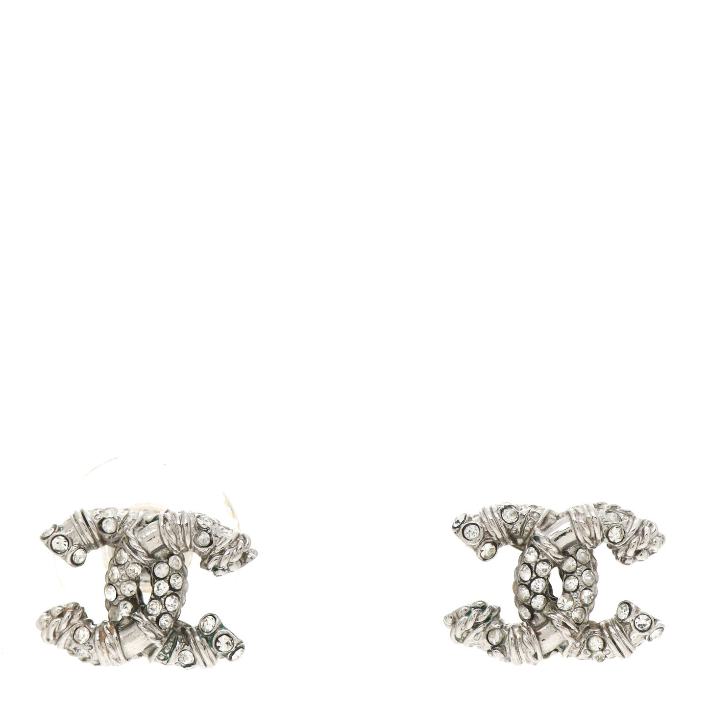 Crystal CC Twisted Earrings Silver