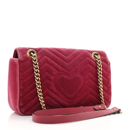 Gucci Velvet Matelasse Small GG Marmont Shoulder Bag Light Raspberry Rose 3 of 11