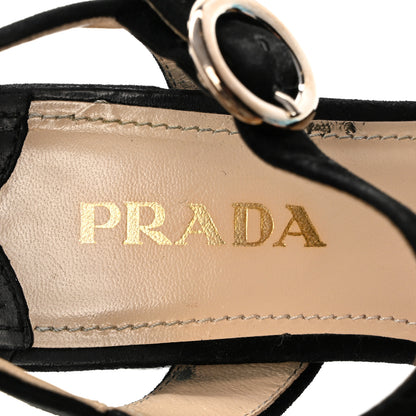 Prada Suede Crisscross Platform 20/65mm Sandals 37.5 Black 6 of 10