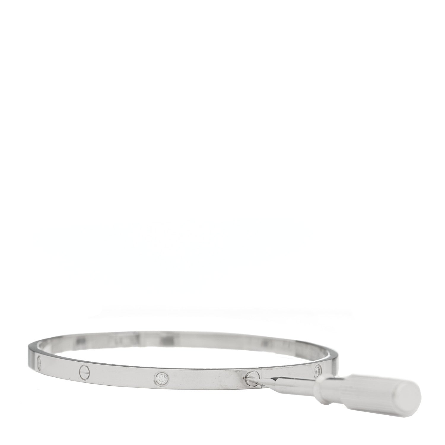 Cartier 18K White Gold 6 Diamond Small LOVE Bracelet 19 5 of 5