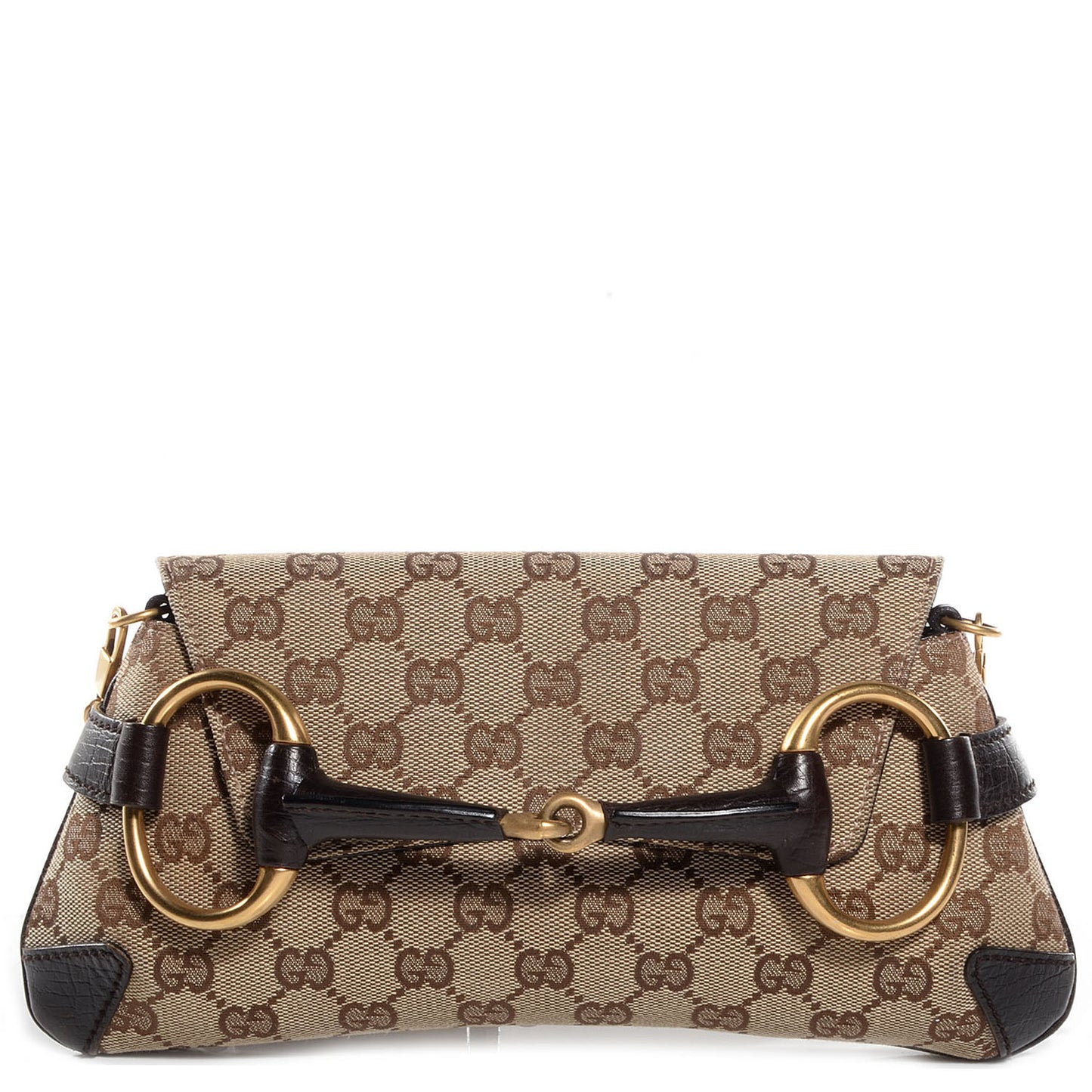 Monogram Horsebit Clutch Brown