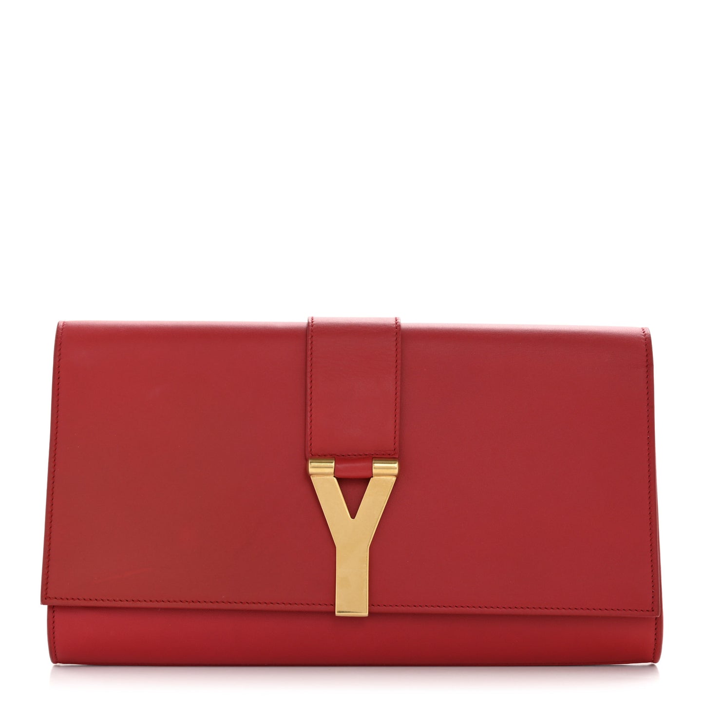 Calfskin Classic Y Ligne Clutch Red