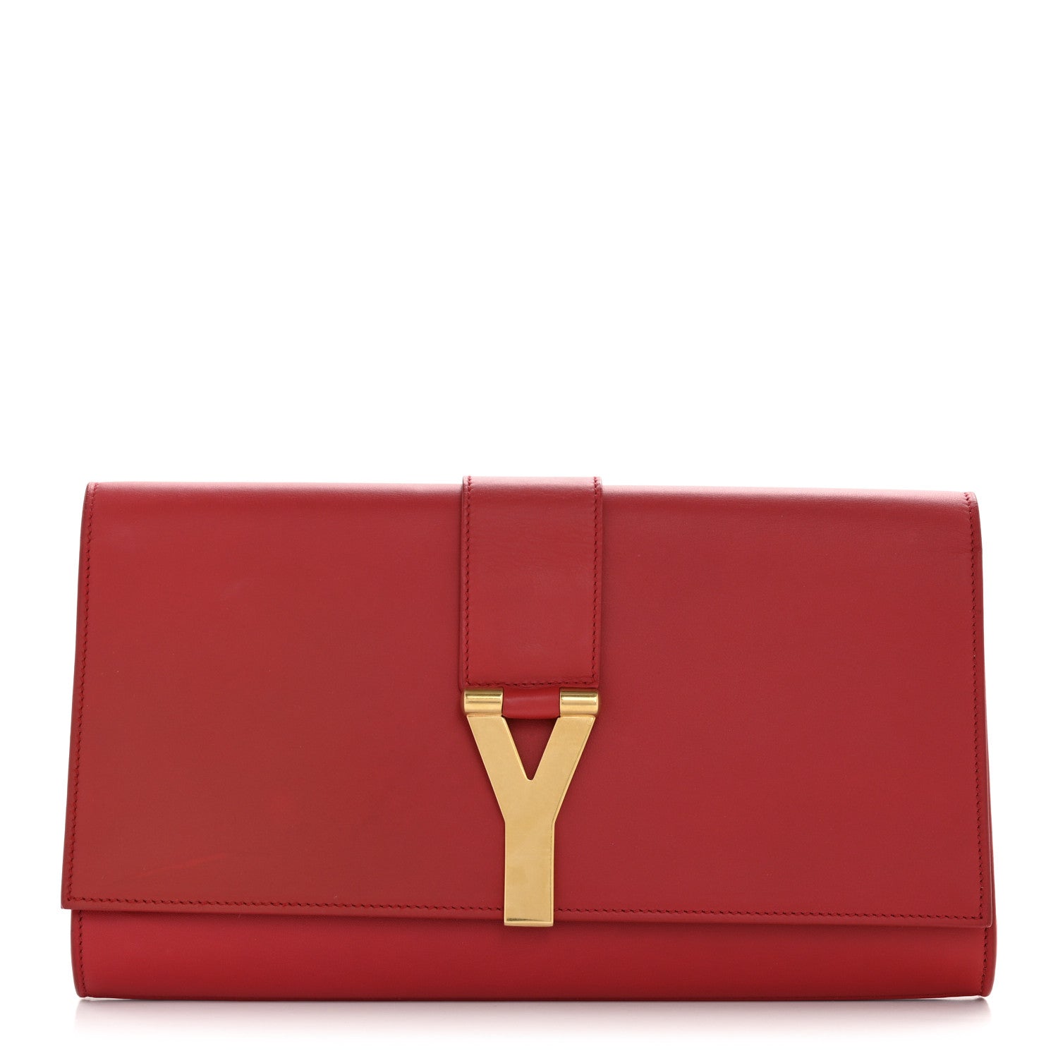Saint Laurent Calfskin Classic Y Ligne Clutch Red 1 of 12