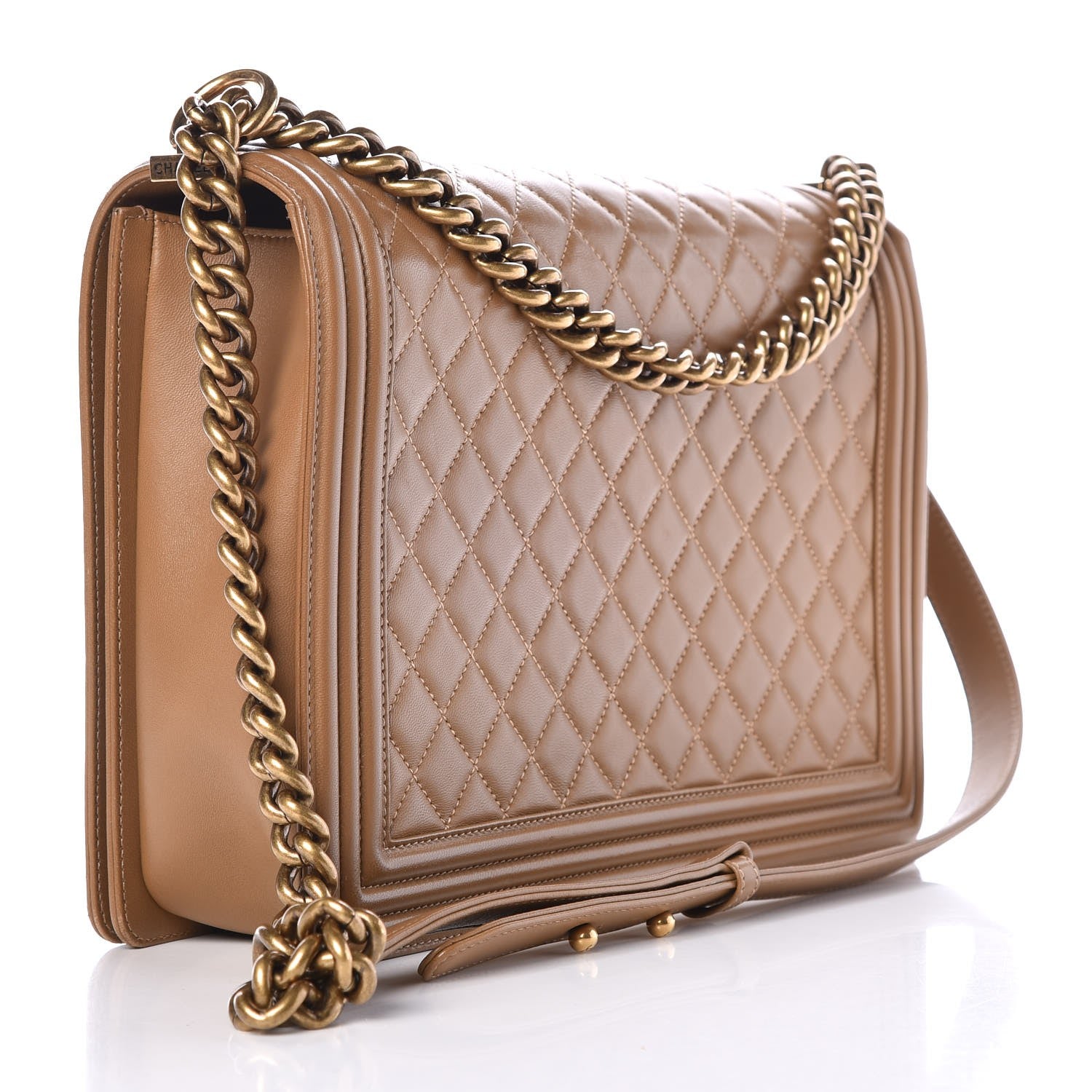 Chanel Lambskin Quilted Large Boy Flap Dark Beige 4 of 8