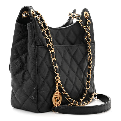 Chanel Caviar Quilted Wavy CC Hobo Black 3 of 14