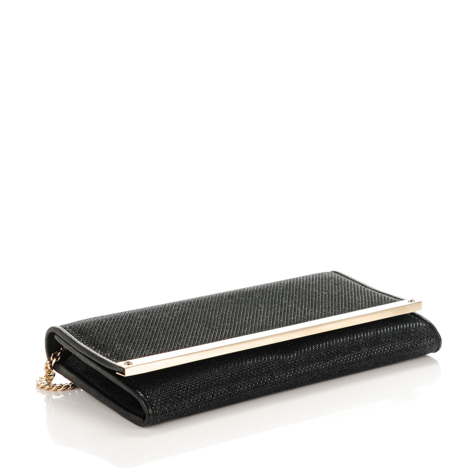 Jimmy Choo Canvas Glitter Milla Wallet on Chain Black 4 of 6