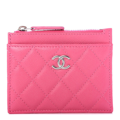 Chanel Caviar Quilted CC Zip Card Holder Pink 1 of 8