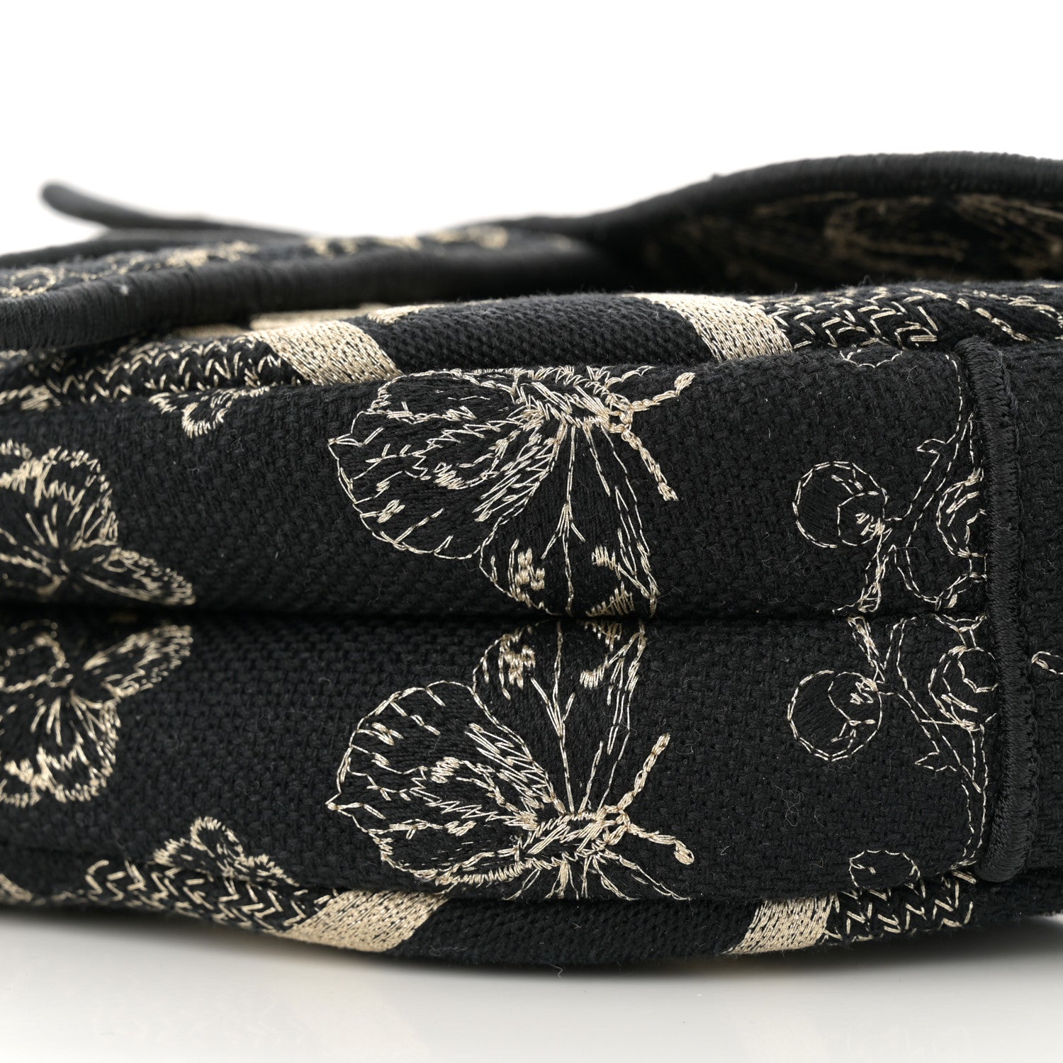 Christian Dior Canvas Embroidered Butterfly Print Saddle Bag Black 10 of 12