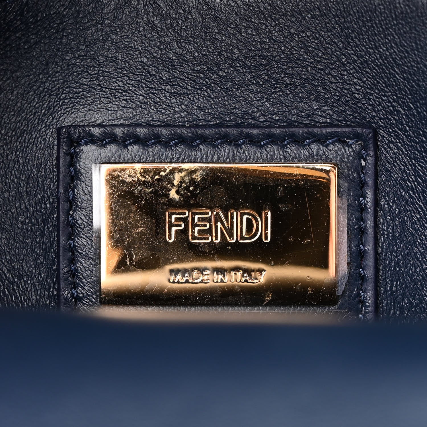 Fendi Vitello Seta Shiny Nappa Medium 3 Pocket Peekaboo Iconic Satchel Blueberry 7 of 10