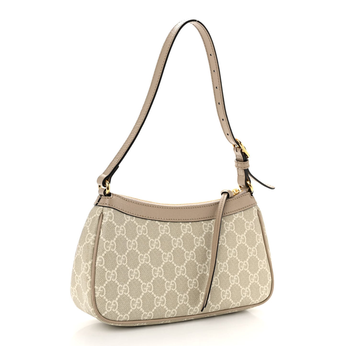 GG Supreme Monogram Textured Dollar Calfskin Small Ophidia Hobo Beige Mystic White Oatmeal