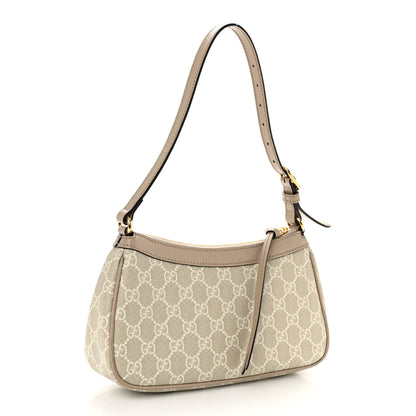 Gucci GG Supreme Monogram Textured Dollar Calfskin Small Ophidia Hobo Beige Mystic White Oatmeal 3 of 9