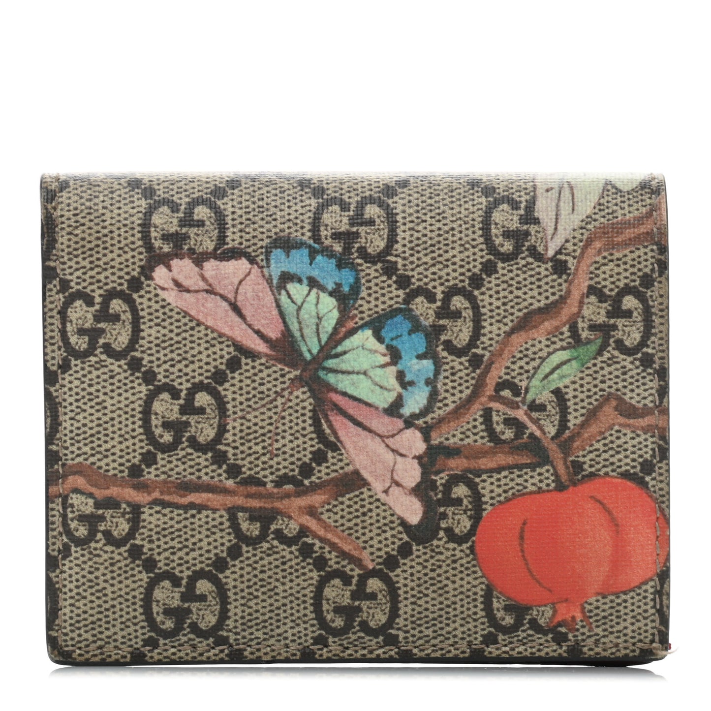 GG Supreme Monogram Tian Card Case Beige Multicolor Red