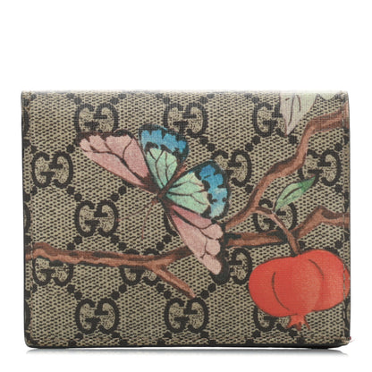 Gucci GG Supreme Monogram Tian Card Case Beige Multicolor Red 1 of 7