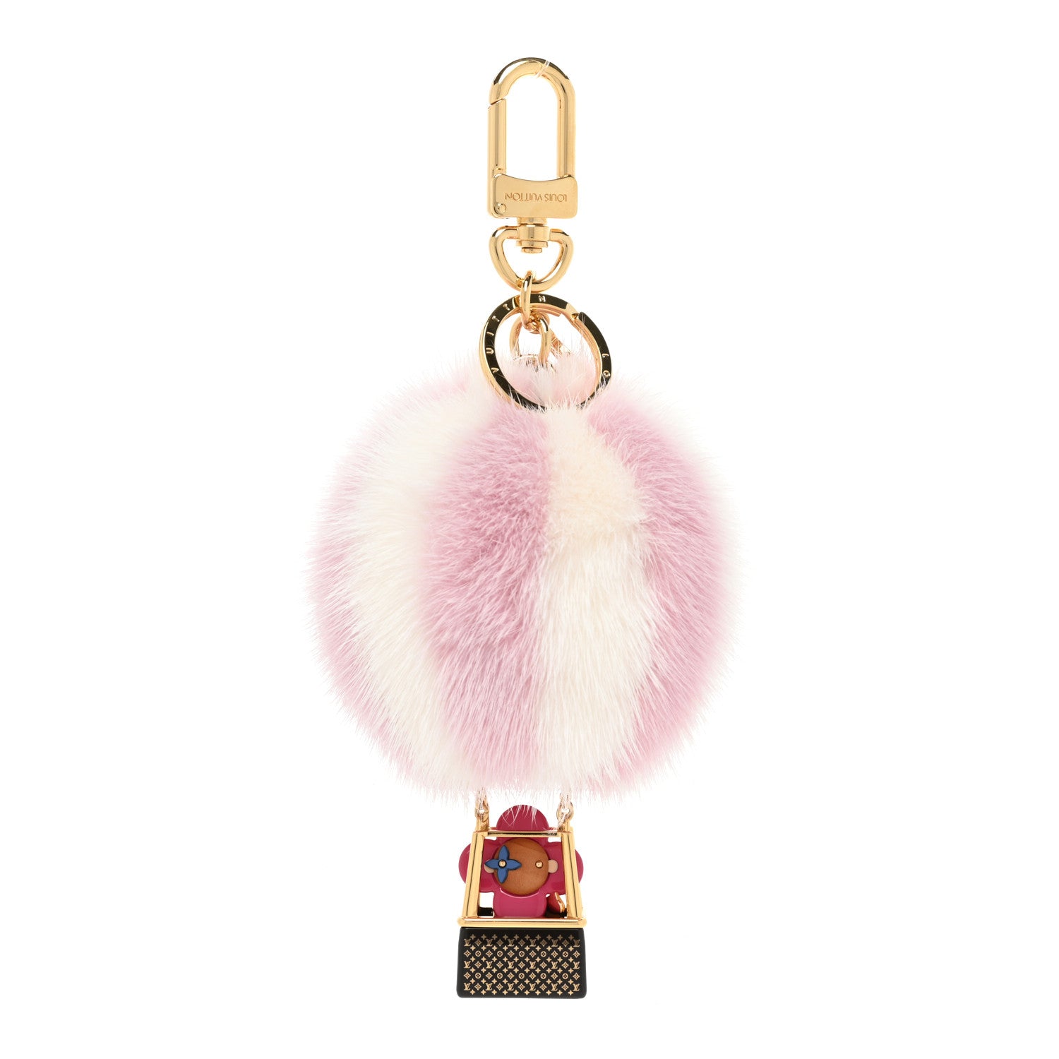 Louis Vuitton Mink Fur Vivienne Balloon Bag Charm Key Holder Pink 1 of 4