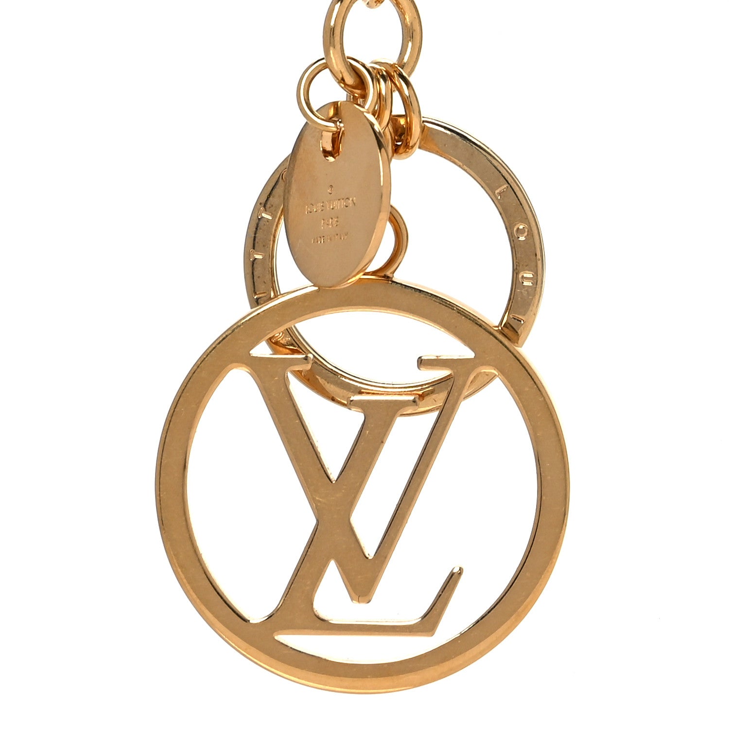 Louis Vuitton Metal LV Circle Bag Charm Key Holder Gold 3 of 6