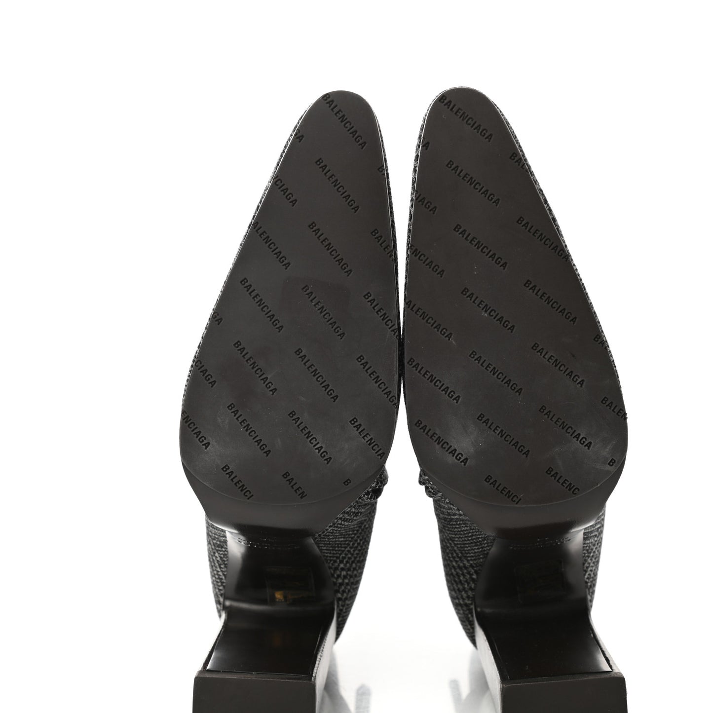Wool Plaid Ankle Boots 39 Black