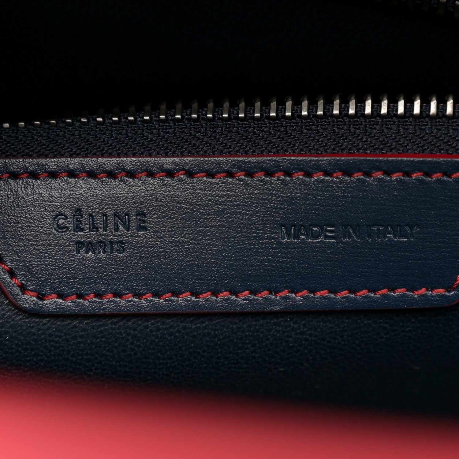 Celine Satin Debossed Calfskin Mini Luggage Navy Blue 6 of 13