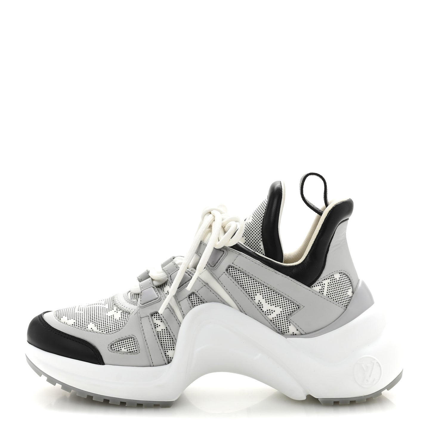 Calfskin Nylon Mahina Flight Mode LV Archlight Sneakers 36 Grey