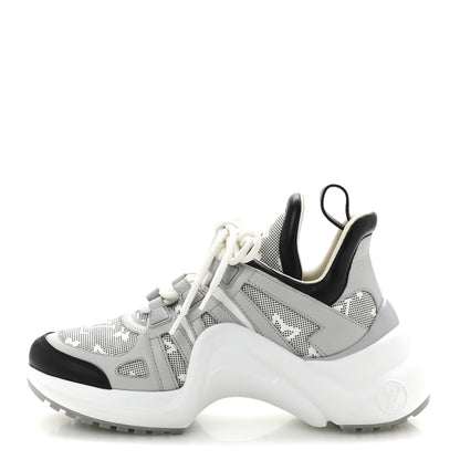 Louis Vuitton Calfskin Nylon Mahina Flight Mode LV Archlight Sneakers 36 Grey 1 of 10