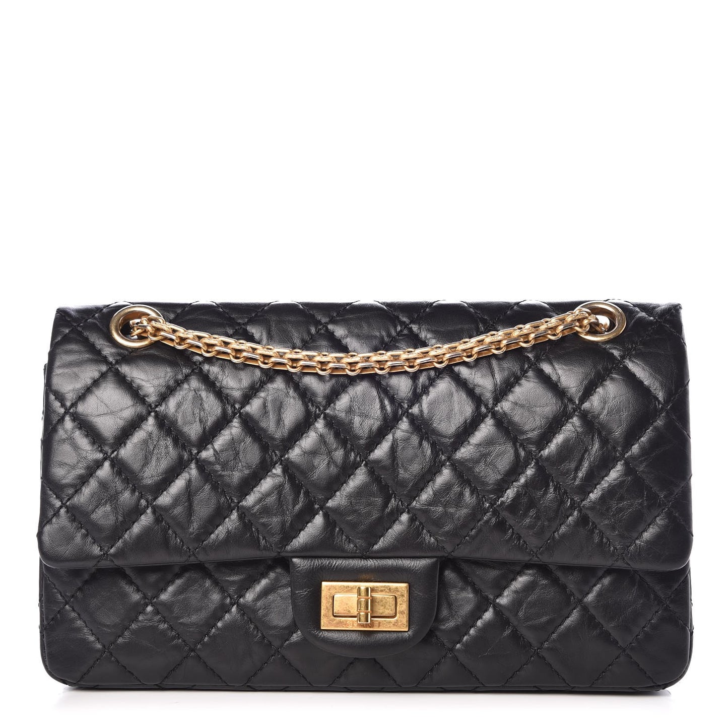 Aged Calfskin Quilted 2.55 Reissue 225 Flap Black