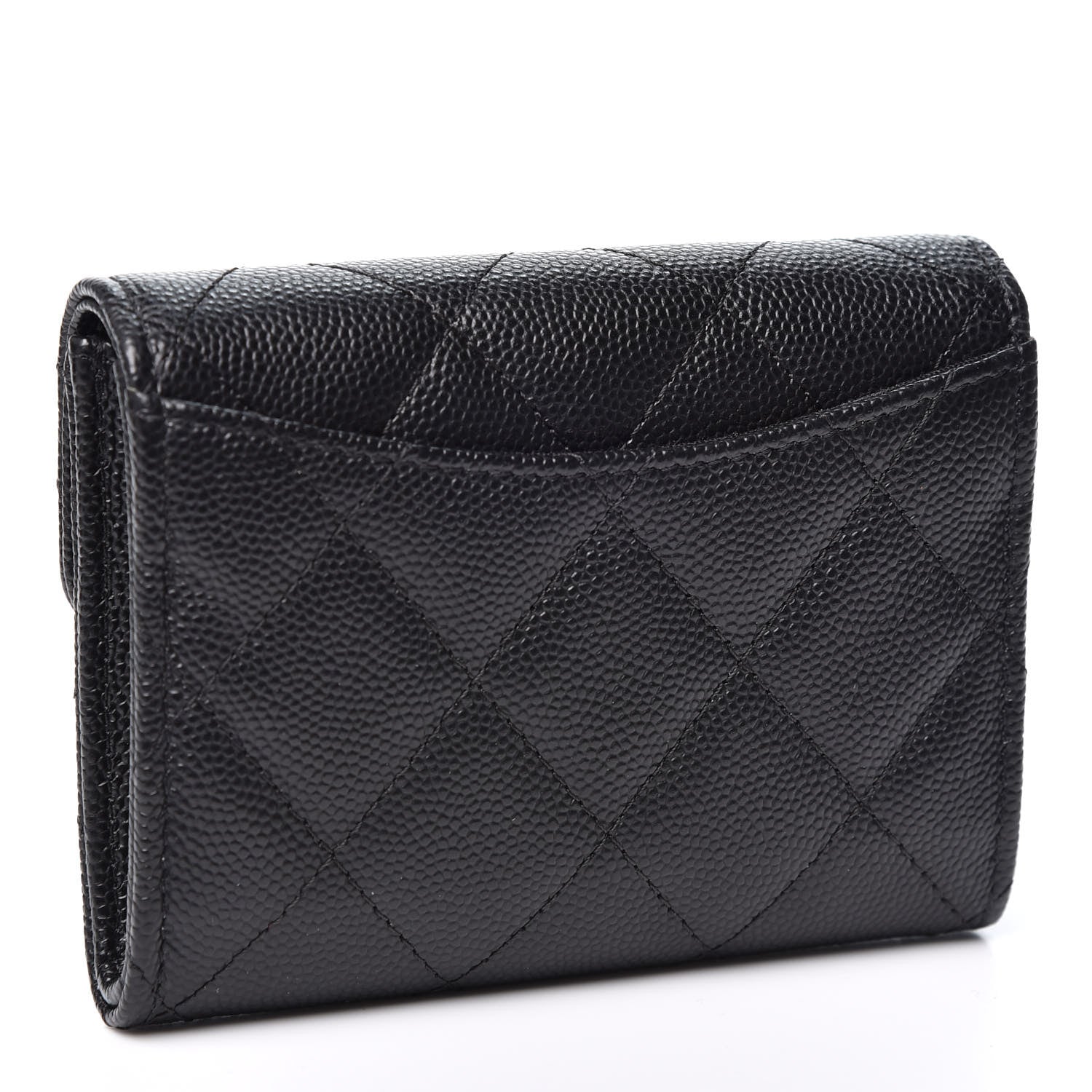 Chanel Caviar Quilted Flap Card Holder Wallet Black 2 of 9