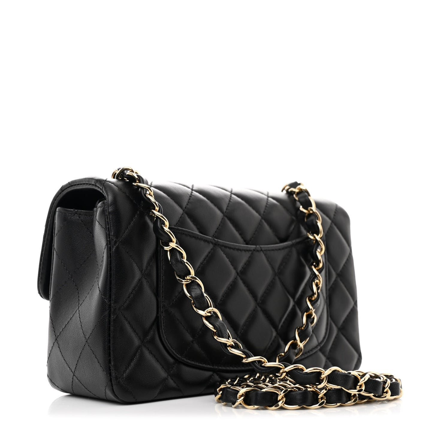 Lambskin Quilted Mini Rectangular Flap Black