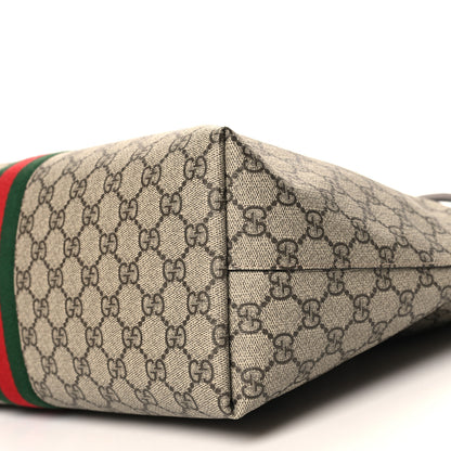 Gucci GG Supreme Monogram Textured Calfskin Web Medium Ophidia Shopping Tote Beige Ebony New Acero 11 of 11