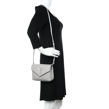 Saint Laurent Calfskin Y Quilted Monogram Toy Loulou Satchel Granite 2 of 11