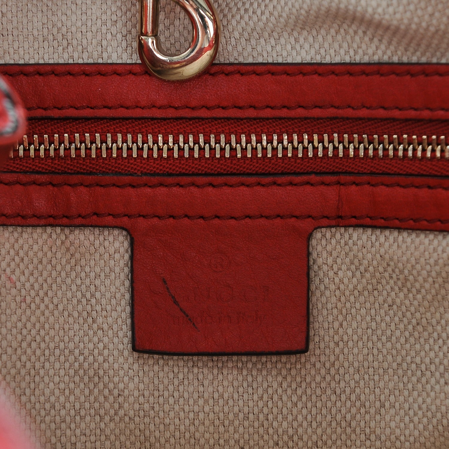 Gucci Pebbled Calfskin Medium Soho Chain Shoulder Bag Tabasco Red 6 of 7