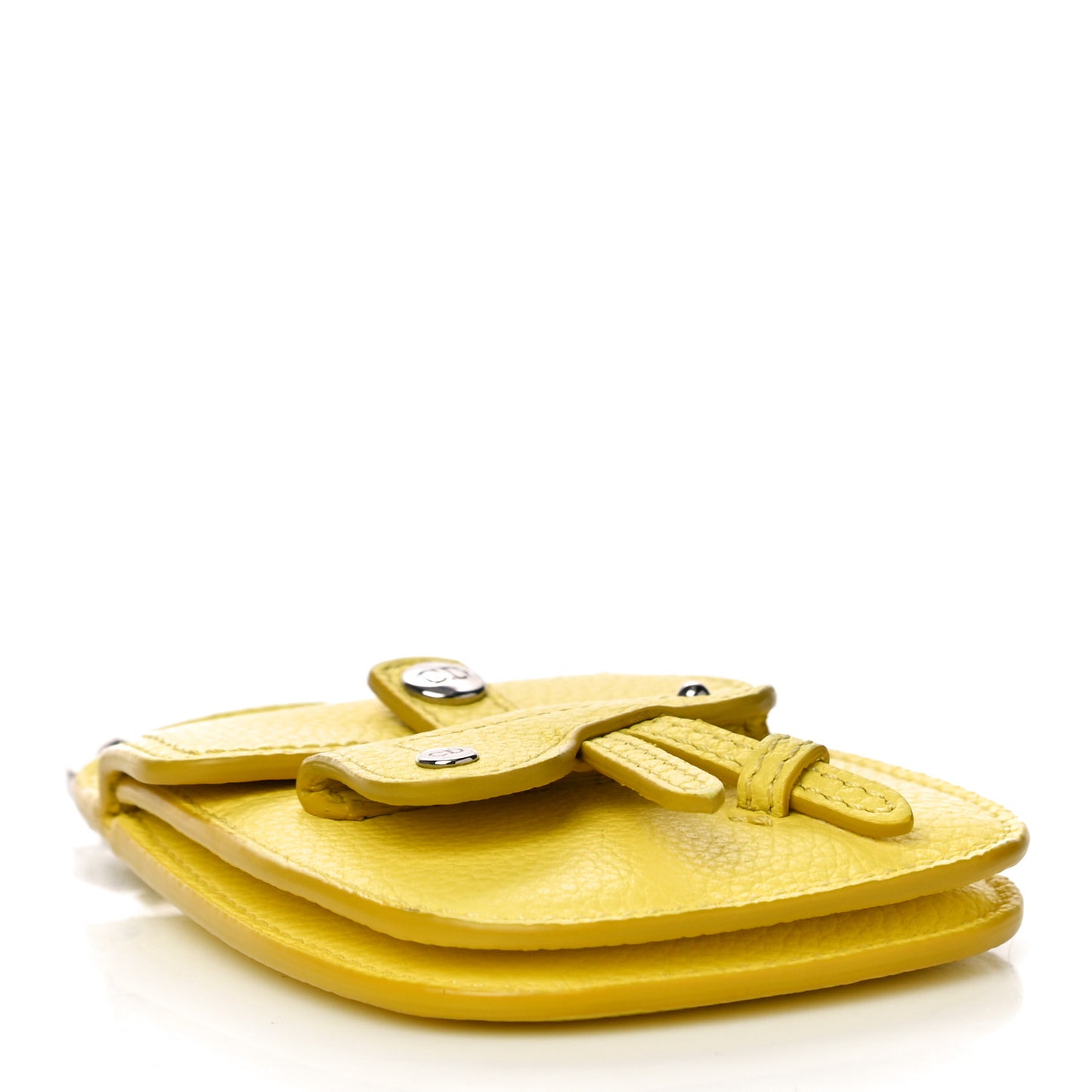 Grained Calfskin Saddle Bag Key Ring Jaune