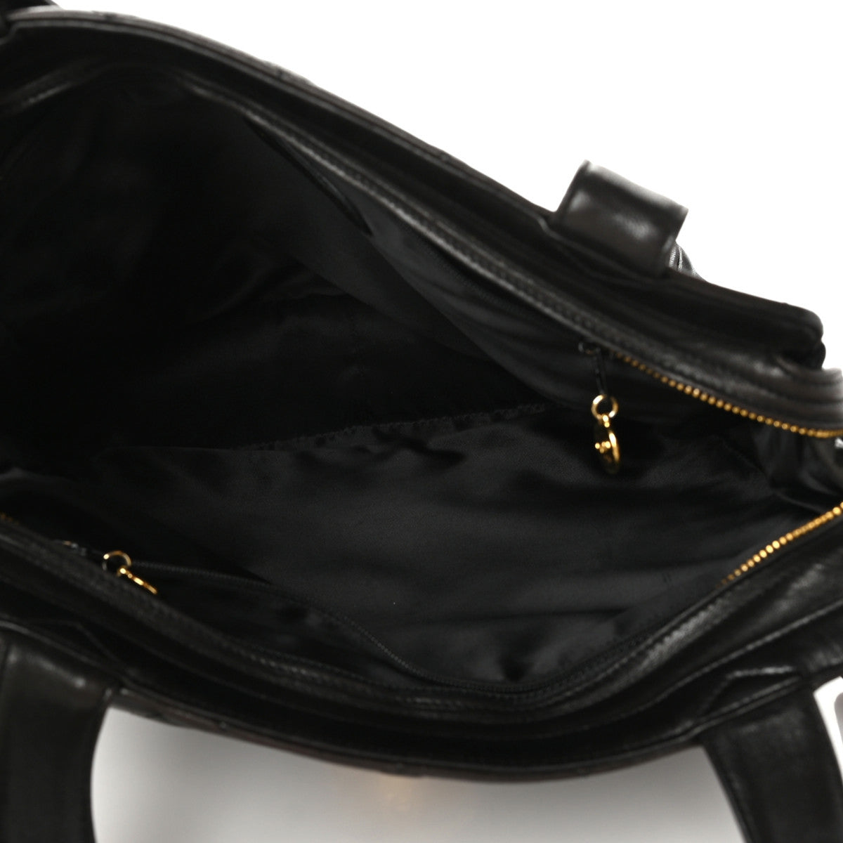 Chanel Lambskin Quilted Front Pocket Shopping Tote Black 5 of 9
