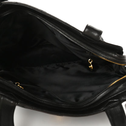 Chanel Lambskin Quilted Front Pocket Shopping Tote Black 5 of 9