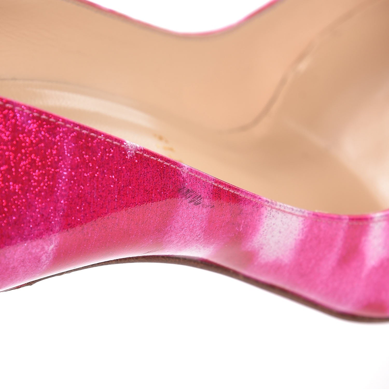 Christian Louboutin Patent Glittart Pigalle Follies 100 Pumps 38 Shocking Pink 10 of 11