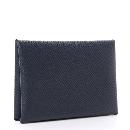 Hermes Epsom Verso Calvi Card Case Bleu Indigo Vert Amande 3 of 8