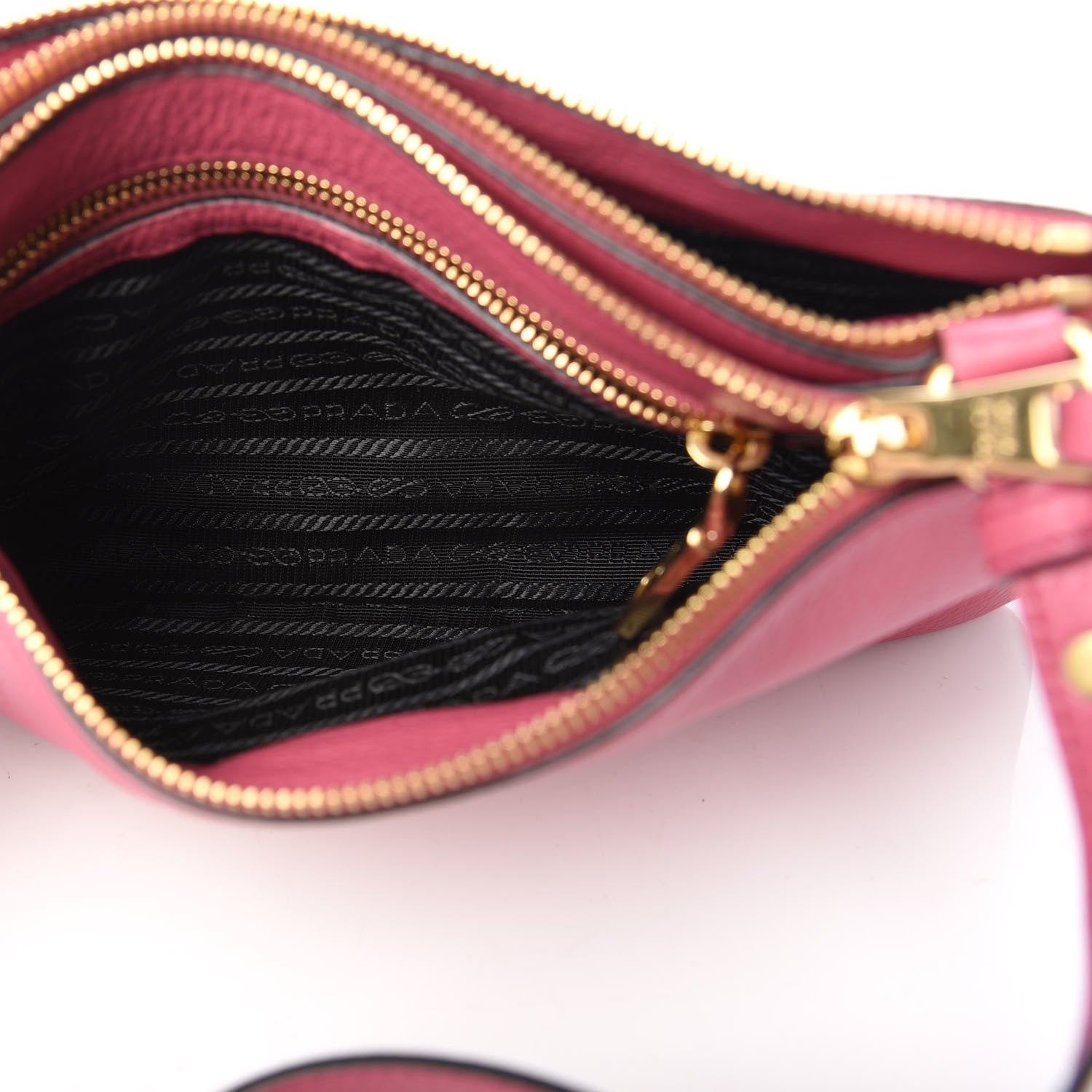 Prada Vitello Phenix Double Zip Crossbody Bag Peonia 6 of 11
